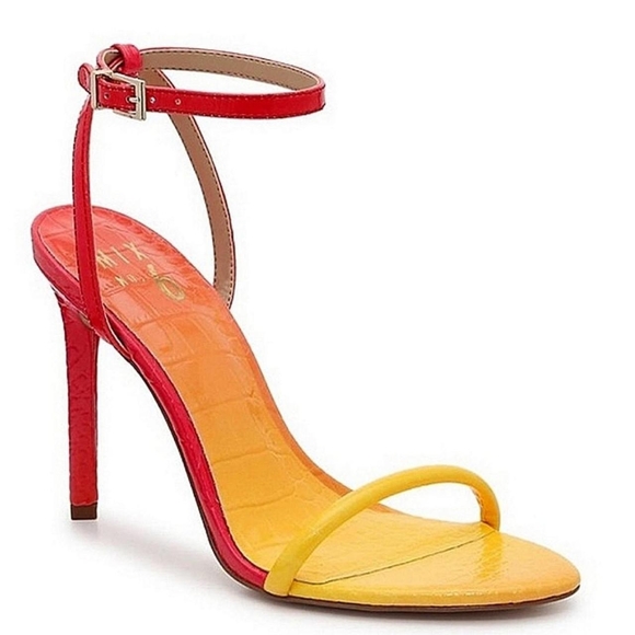 Mix No. 6 Shoes - Mix No. 6 Yellow & Pink Glazed Ombre Croc Print Heels